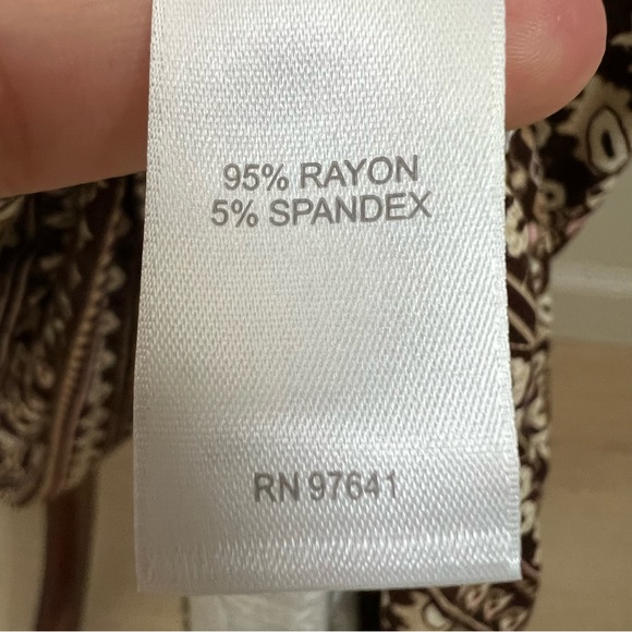 J. Jill Kona Brown/Pink Kaleidoscope Print Jersey Stretch Cross Back Maxi Dress - Picture 8 of 12